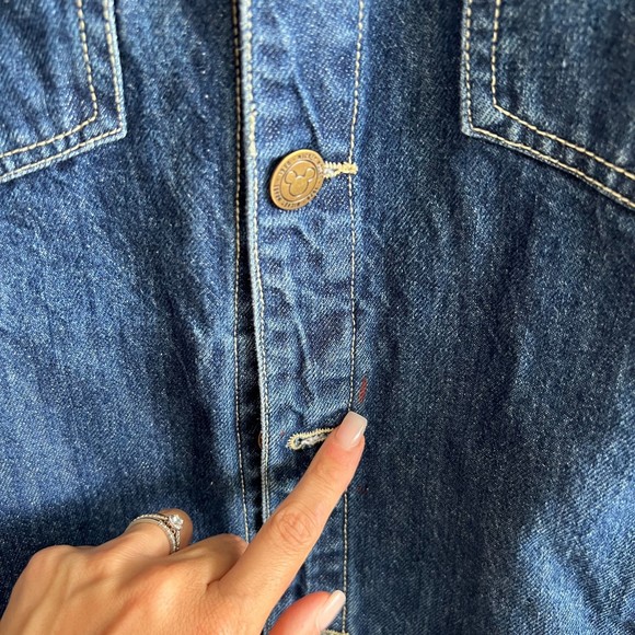 DISNEY Mickey Mouse Sherpa Collar Denim Jean Jacket Womens Medium - Picture 10 of 10